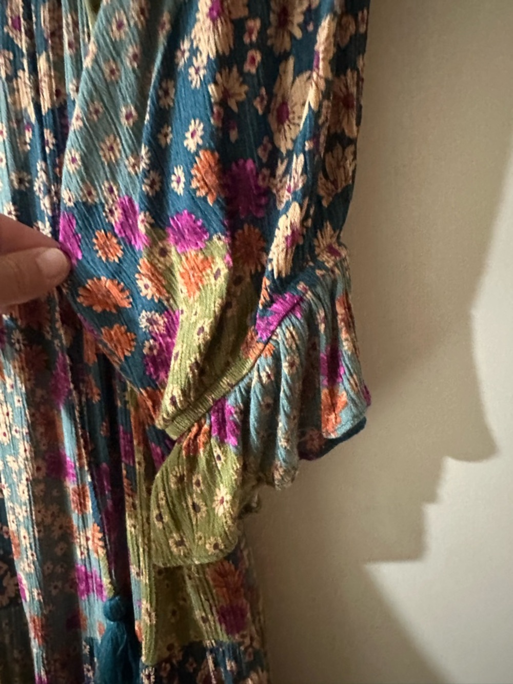 Easel brand Bohemian Floral Maxi Dress in Teal & Olive - Picture 3 of 4